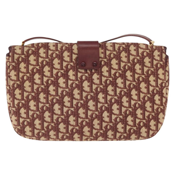 Christian Dior Trotter Canvas Shoulder Bag Red Gold Auth 151058