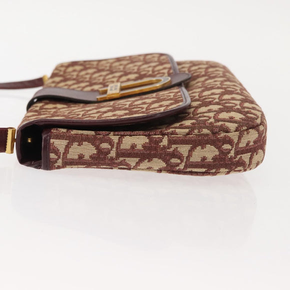 Christian Dior Trotter Canvas Shoulder Bag Red Gold Auth 151058