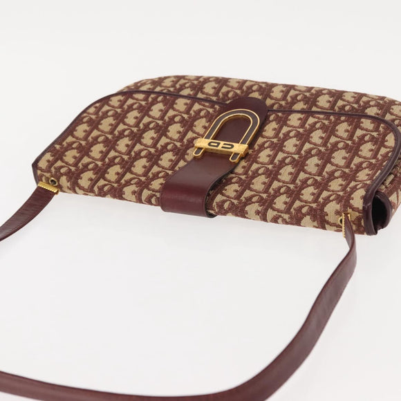 Christian Dior Trotter Canvas Umhängetasche Rot Gold Auth 151058