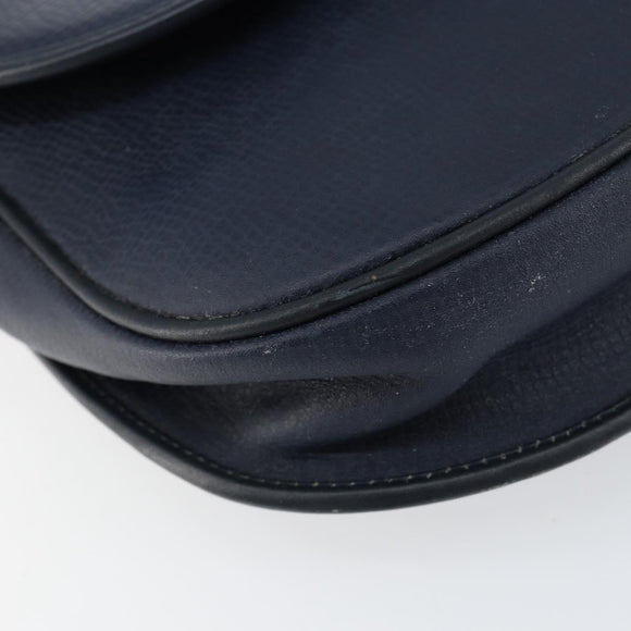 Christian Dior Shoulder Bag Leather Navy Gold Auth 151060