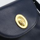 Christian Dior Schoudertas Leer Marineblauw Goud Auth 151060-18