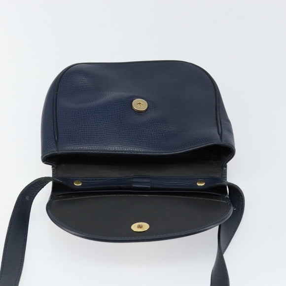Christian Dior Schoudertas Leer Marineblauw Goud Auth 151060