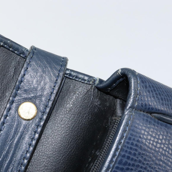 Christian Dior Schoudertas Leer Marineblauw Goud Auth 151060