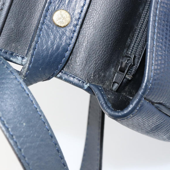 Christian Dior Shoulder Bag Leather Navy Gold Auth 151060