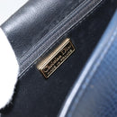 Christian Dior Shoulder Bag Leather Navy Gold Auth 151060-20