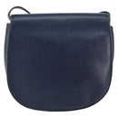 Christian Dior Schoudertas Leer Marineblauw Goud Auth 151060-2