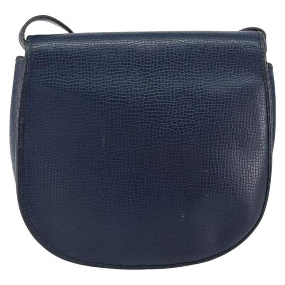 Christian Dior Schoudertas Leer Marineblauw Goud Auth 151060