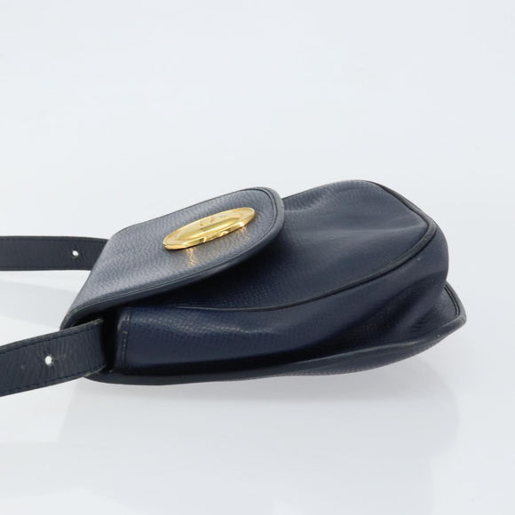 Christian Dior Shoulder Bag Leather Navy Gold Auth 151060