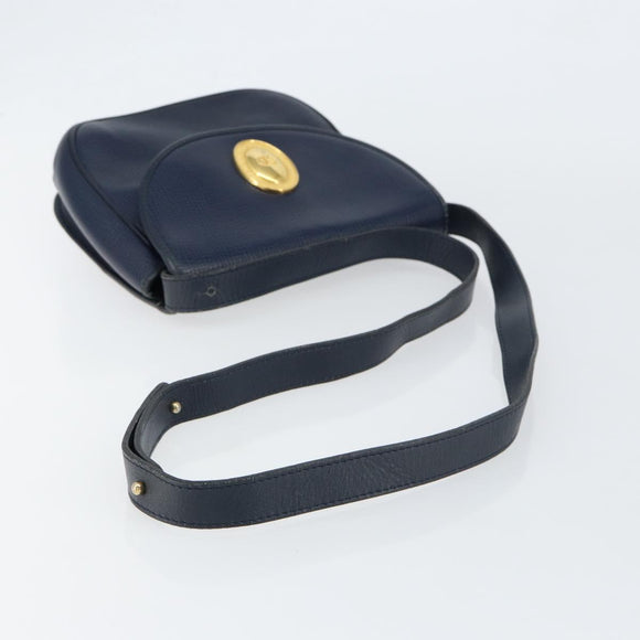 Christian Dior Shoulder Bag Leather Navy Gold Auth 151060