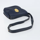 Christian Dior Schoudertas Leer Marineblauw Goud Auth 151060-7