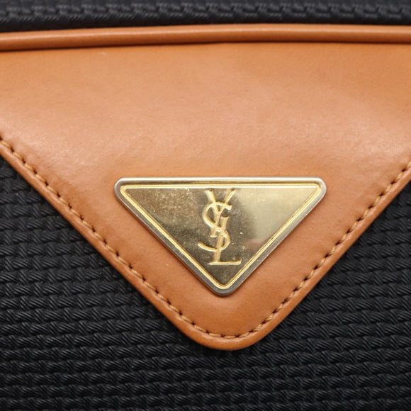 SAINT LAURENT Boston Bag PVC Black Gold Auth 151062