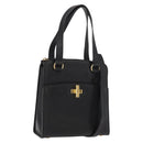 CELINE Hand Bag Leather 2way Black Gold Auth 151063-1