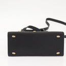 CELINE Hand Bag Leather 2way Black Gold Auth 151063-5