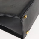 CELINE Hand Bag Leather 2way Black Gold Auth 151063-9