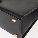 CELINE Hand Bag Leather 2way Black Gold Auth 151063-16