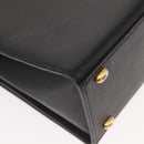 CELINE Hand Bag Leather 2way Black Gold Auth 151063-17