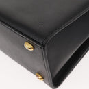 CELINE Hand Bag Leather 2way Black Gold Auth 151063-18