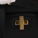 CELINE Hand Bag Leather 2way Black Gold Auth 151063-19
