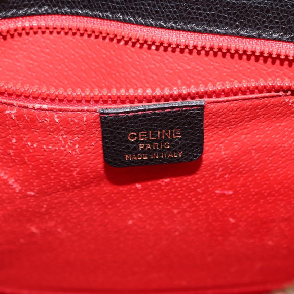 CELINE Hand Bag Leather 2way Black Gold Auth 151063