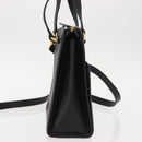 CELINE Hand Bag Leather 2way Black Gold Auth 151063-4