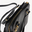 CELINE Hand Bag Leather 2way Black Gold Auth 151063-6