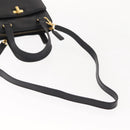 CELINE Hand Bag Leather 2way Black Gold Auth 151063-8