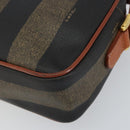 FENDI Pecan Canvas Shoulder Bag PVC Black Brown gold Auth 151064-9