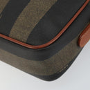 FENDI Pecan Canvas Shoulder Bag PVC Black Brown gold Auth 151064-15