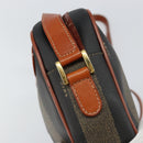 FENDI Pecan Canvas Shoulder Bag PVC Black Brown gold Auth 151064-17