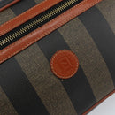 FENDI Pecan Canvas Shoulder Bag PVC Black Brown gold Auth 151064-18