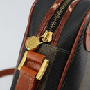 FENDI Pecan Canvas Shoulder Bag PVC Black Brown gold Auth 151064-10