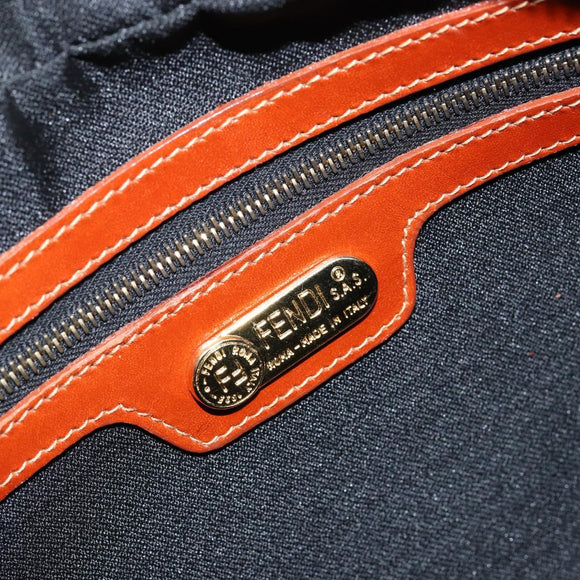 FENDI Pecan Canvas Shoulder Bag PVC Black Brown gold Auth 151064