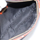 FENDI Pecan Canvas Shoulder Bag PVC Black Brown gold Auth 151064-11