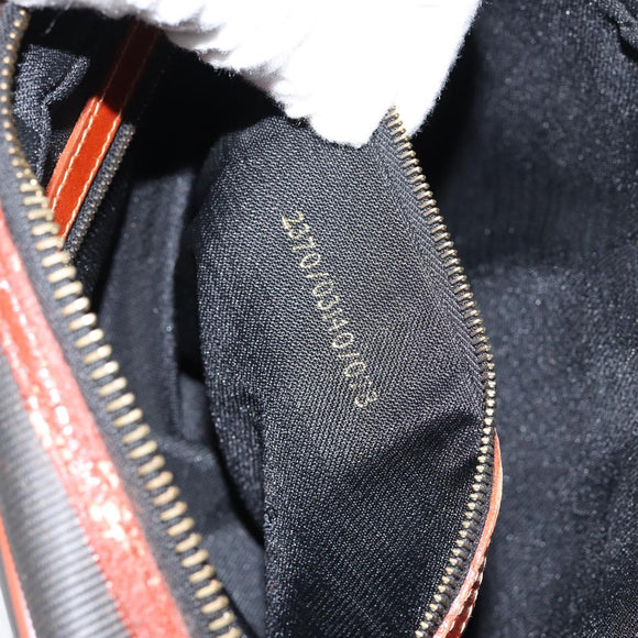 FENDI Pecan Canvas Shoulder Bag PVC Black Brown gold Auth 151064