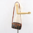 FENDI Pecan Canvas Shoulder Bag PVC Black Brown gold Auth 151064-26