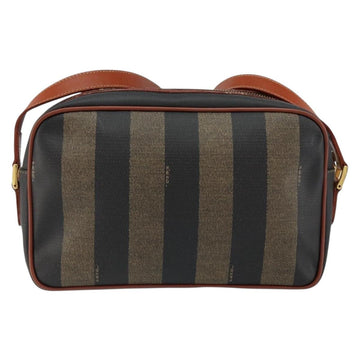 FENDI Pecan Canvas Shoulder Bag PVC Black Brown gold Auth 151064 - 0