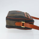 FENDI Pecan Canvas Shoulder Bag PVC Black Brown gold Auth 151064-3