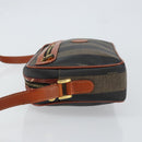 FENDI Pecan Canvas Shoulder Bag PVC Black Brown gold Auth 151064-4