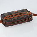 FENDI Pecan Canvas Shoulder Bag PVC Black Brown gold Auth 151064-6