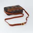 FENDI Pecan Canvas Shoulder Bag PVC Black Brown gold Auth 151064-7