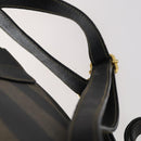 FENDI Pecan Canvas Backpack PVC Brown Black gold Auth 151065-9