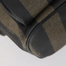 FENDI Pecan Canvas Backpack PVC Brown Black gold Auth 151065-16