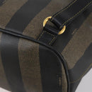 FENDI Pecan Canvas Backpack PVC Brown Black gold Auth 151065-17