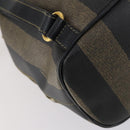 FENDI Pecan Canvas Backpack PVC Brown Black gold Auth 151065-18