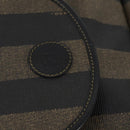 FENDI Pecan Canvas Backpack PVC Brown Black gold Auth 151065-19