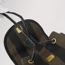 FENDI Pecan Canvas Backpack PVC Brown Black gold Auth 151065-20
