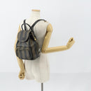 FENDI Pecan Canvas Backpack PVC Brown Black gold Auth 151065-26