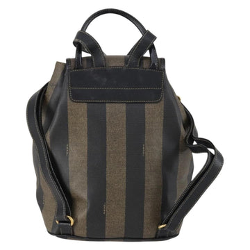 FENDI Pecan Canvas Backpack PVC Brown Black gold Auth 151065 - 0