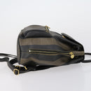FENDI Pecan Canvas Backpack PVC Brown Black gold Auth 151065-3