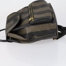 FENDI Pecan Canvas Backpack PVC Brown Black gold Auth 151065-4